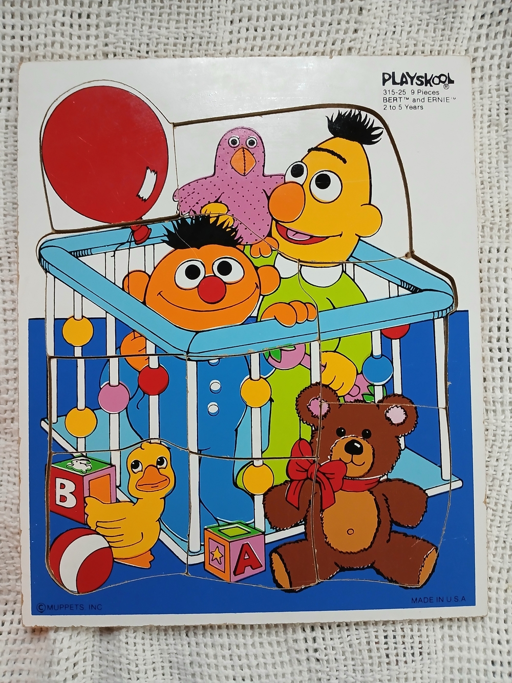 Playskool Sesame Street Bert & Ernie Baby Playpen Puzzle - Made In USA